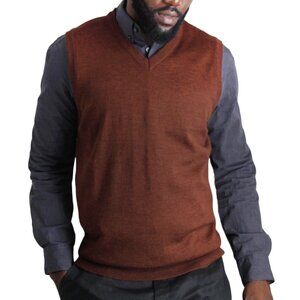Men's V-Neck Sweater Vest in Rust